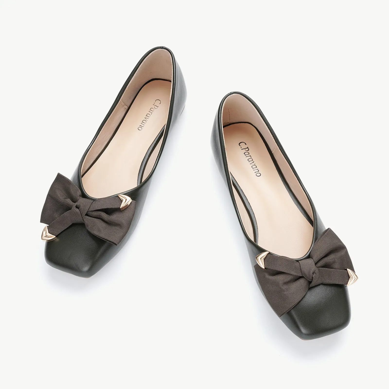 Metal Bow Ballerina Flats (Eva)