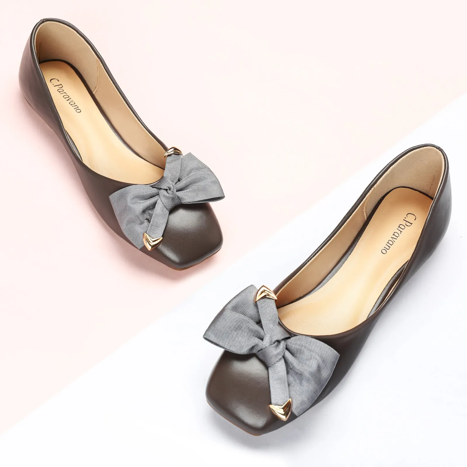 Metal Bow Ballerina Flats (Eva)