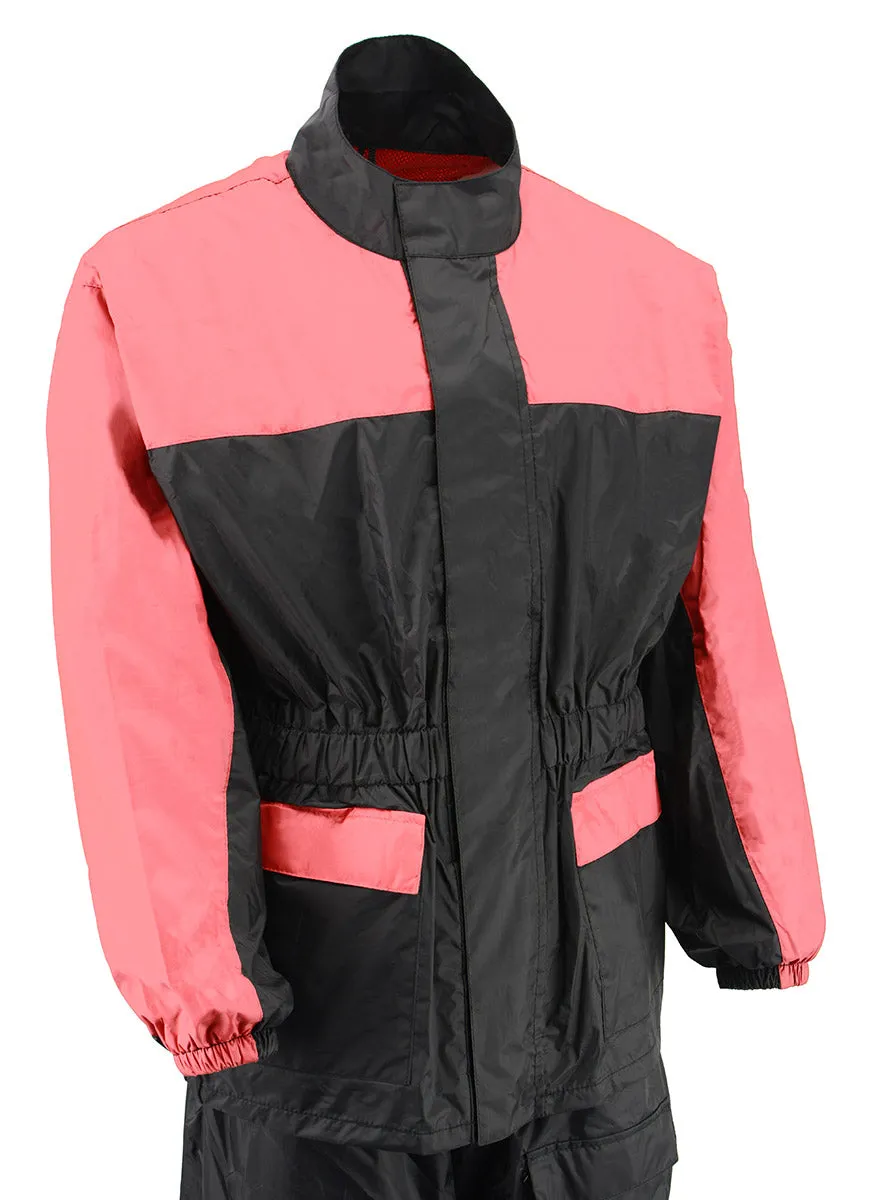 NexGen XS5031 Women's Pink and Black Water Proof Rain Suit with Cinch