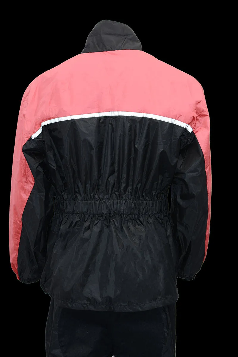 NexGen XS5031 Women's Pink and Black Water Proof Rain Suit with Cinch