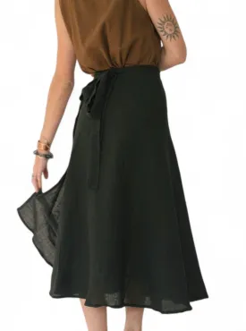 Organic Cotton Black Wrap Skirt