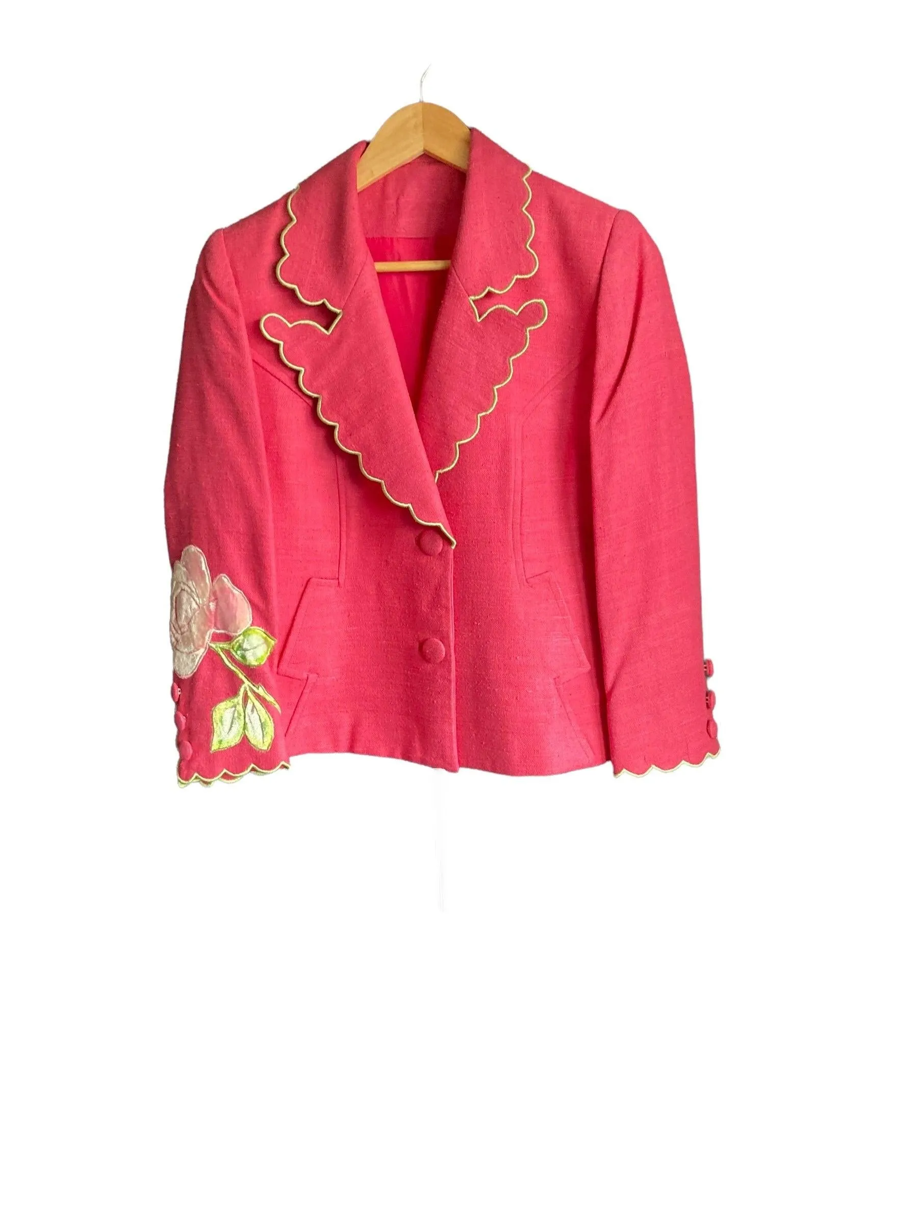 Parveen Couturie're Pink Short Sleeved Dress Suit And Long Sleeved Jacket UK Size 14