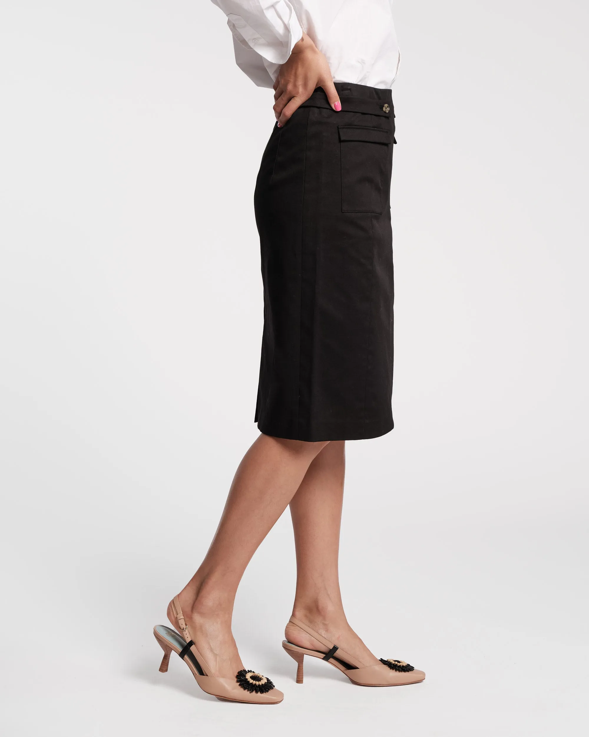 Pencil Skirt Stretch Cotton Black