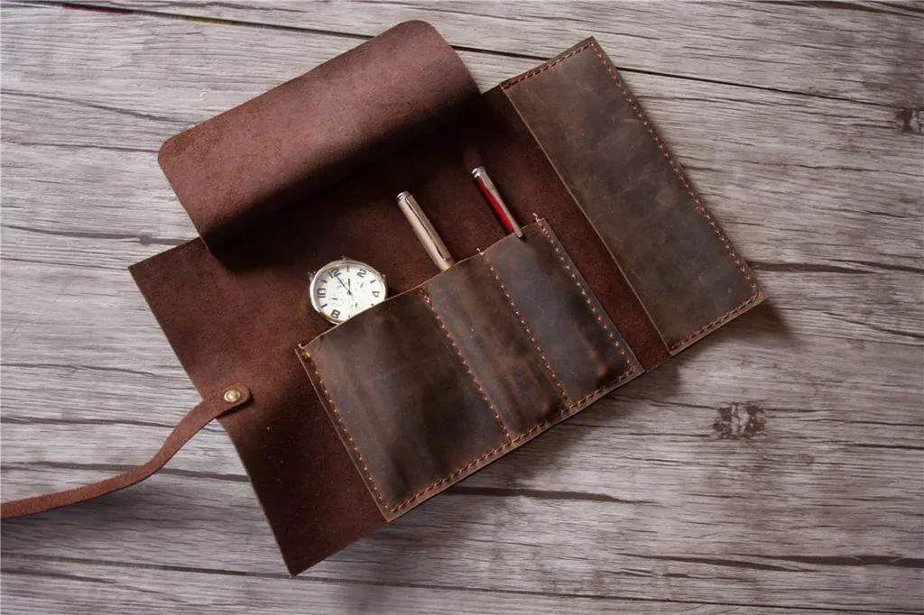 Personalized Leather Pencil Bag Case Pen Holder