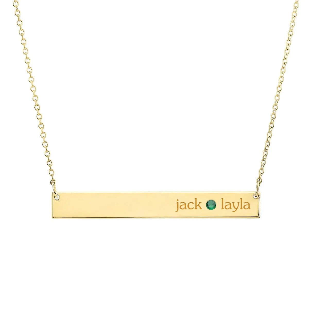 Personalized Skinny Bar Birthstone Necklace - 1 Stone