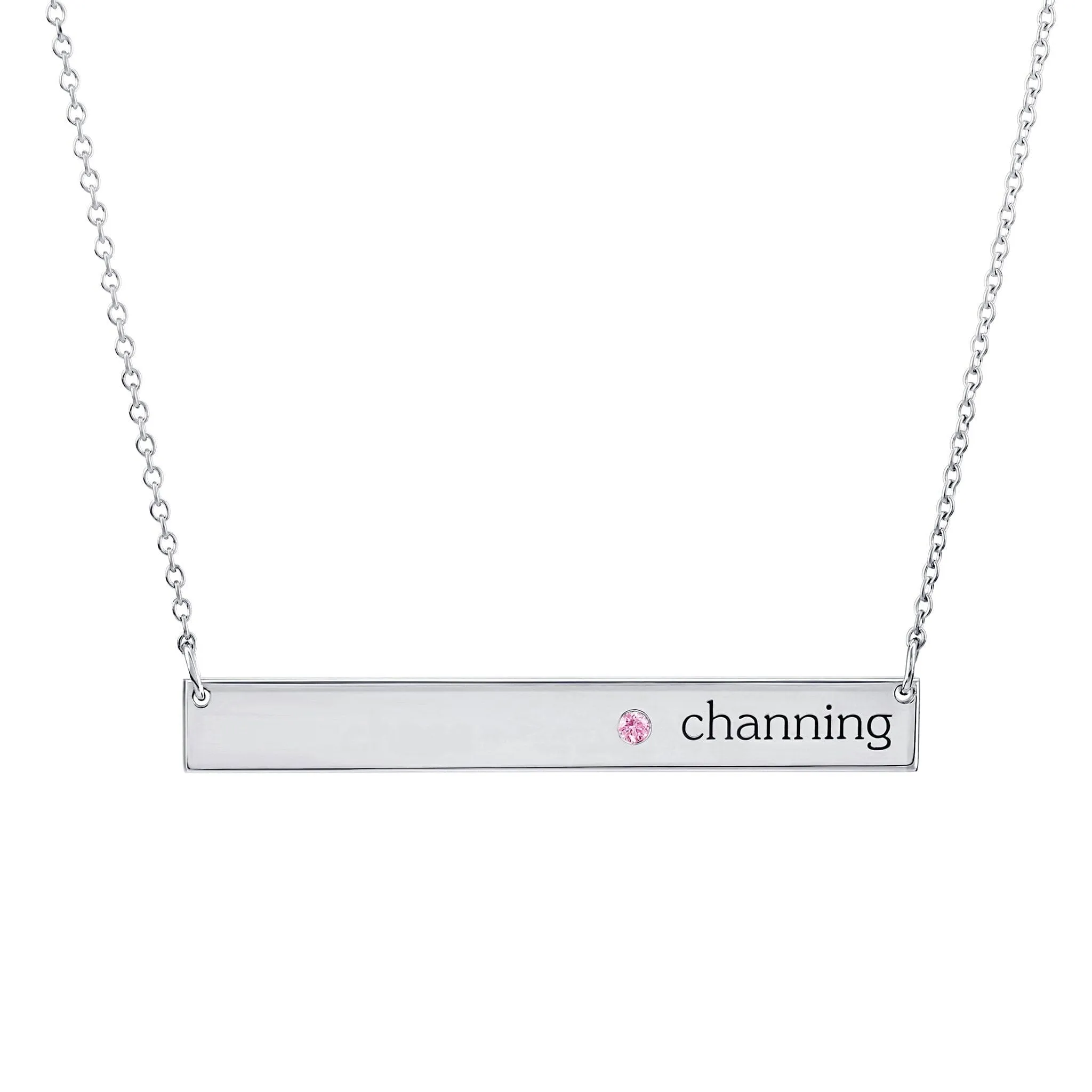 Personalized Skinny Bar Birthstone Necklace - 1 Stone