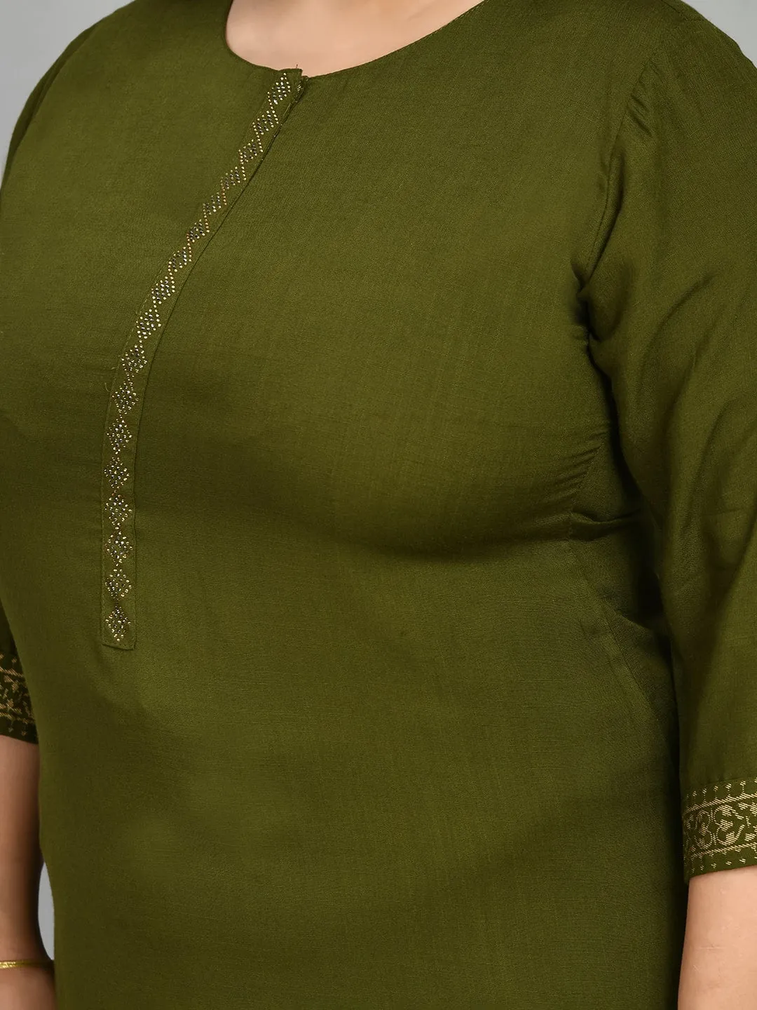 Plus Size Lush Green Kurta Pant Set with Dupatta