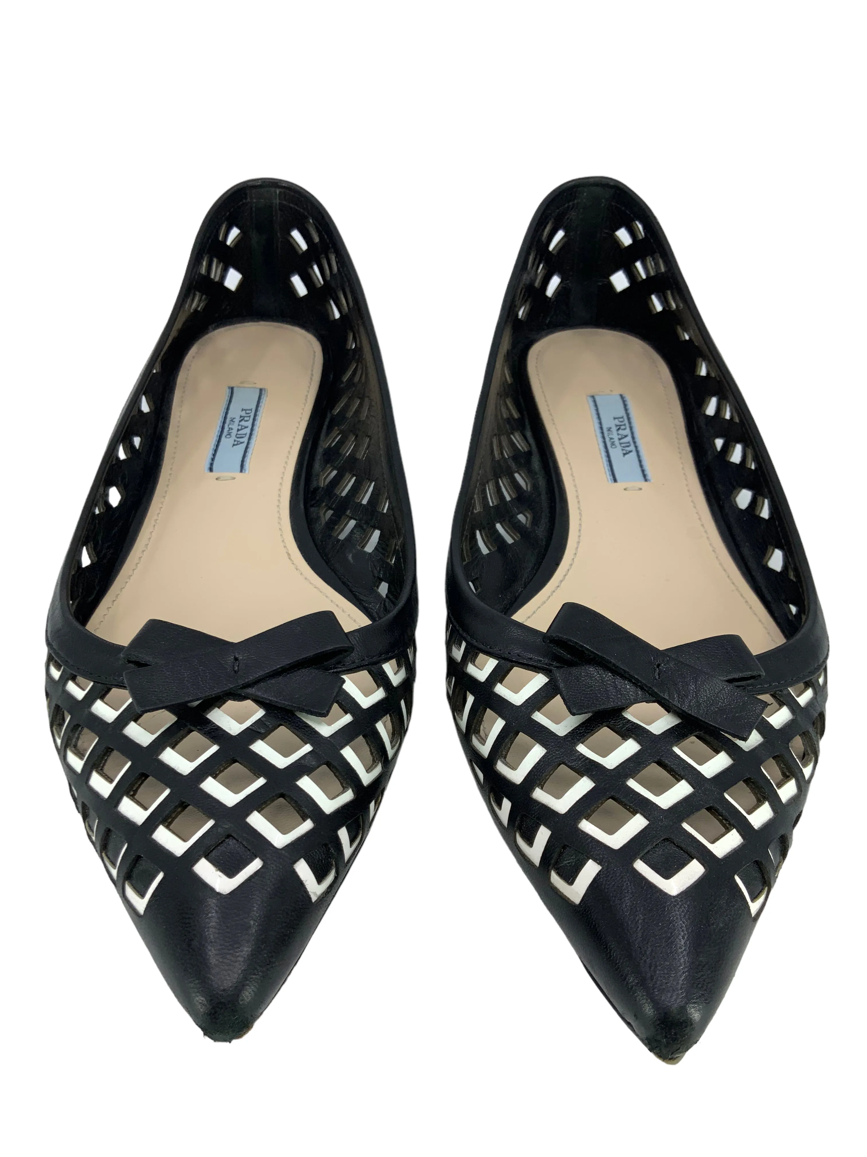 PRADA Perforated Leather Ballet Flats Size 7.5