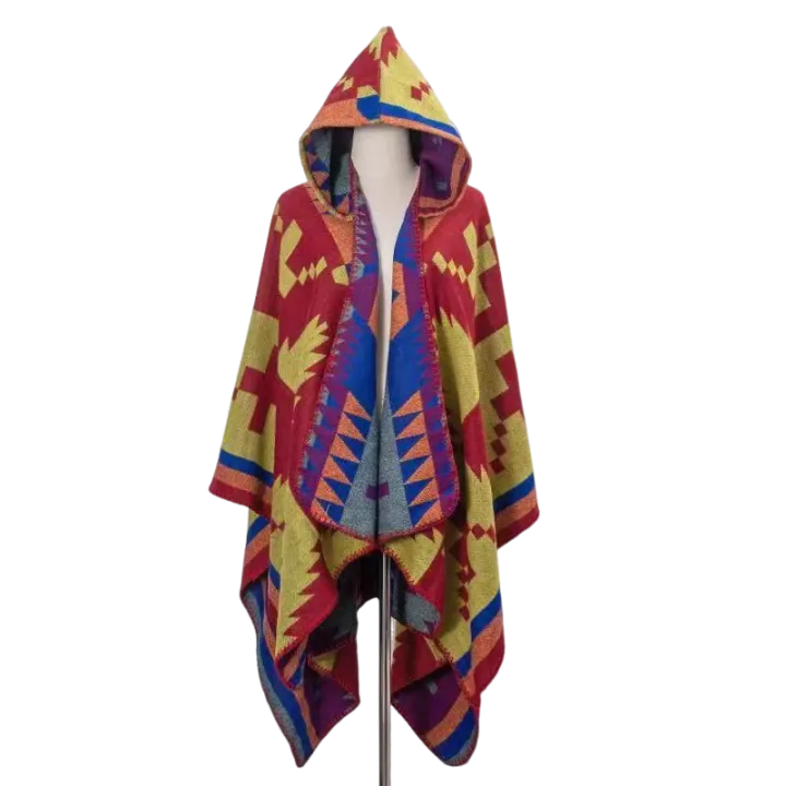 Pre Order : Hooded Midi Boho Poncho  Cardigan - WINI