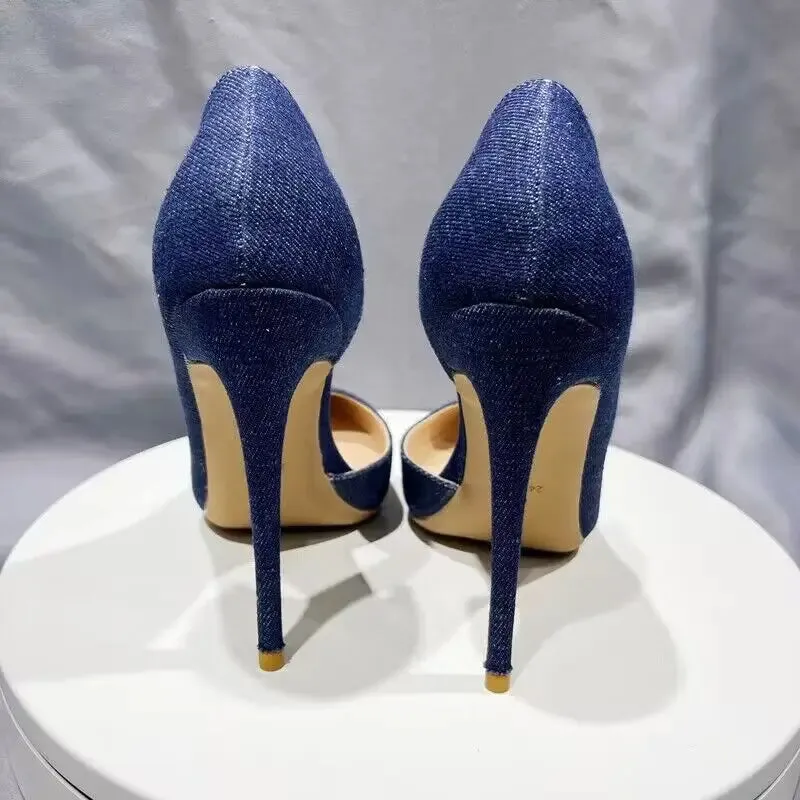 Pre Order:  Open Side Denim Stilettos