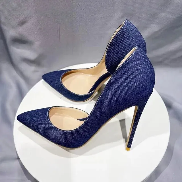 Pre Order:  Open Side Denim Stilettos