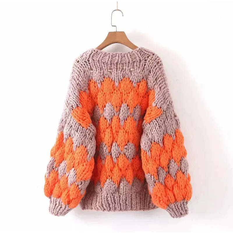 Pre Order:  Oversized Knitted Lantern Sleeve Thick Cardigan