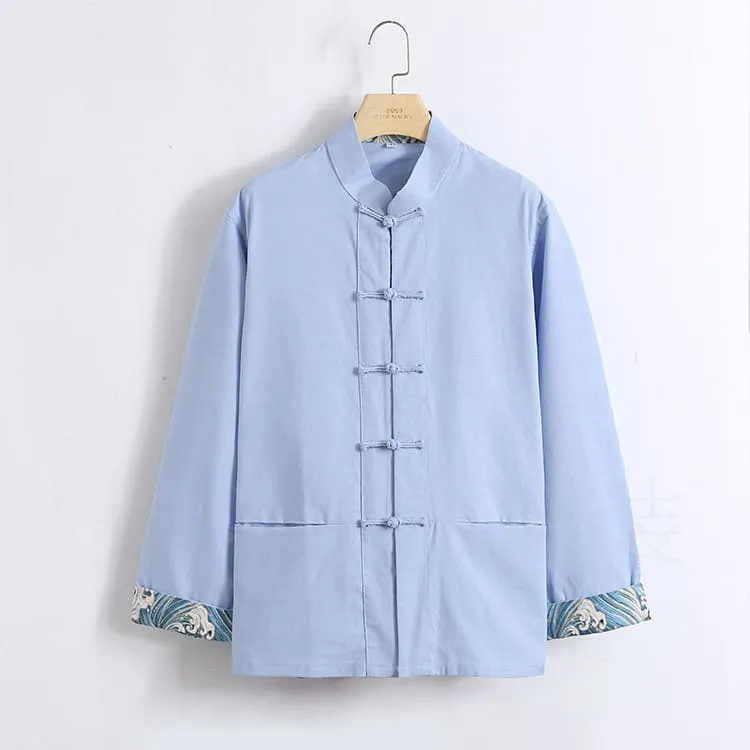 Retro Tang Suit Jacket with Waves Pattern