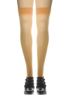 Sheer Nude Plain Top Thigh High Plus Size Stockings