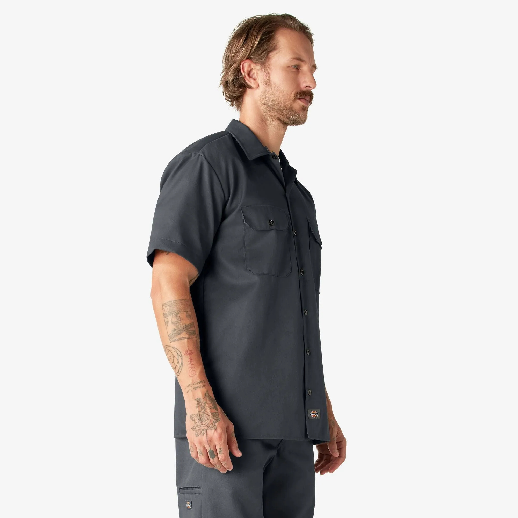 Short Sleeve Work Shirt, Charcoal Gray