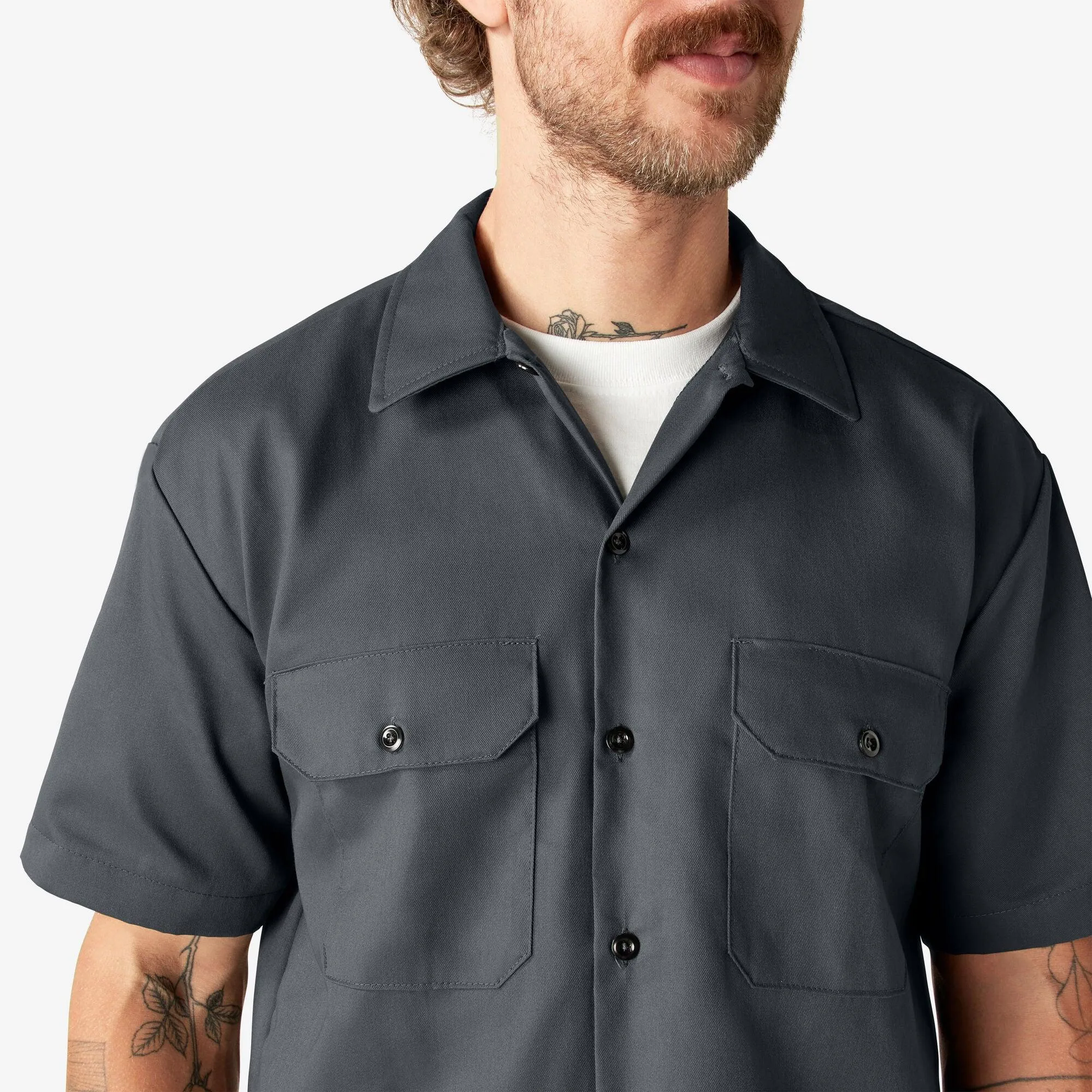 Short Sleeve Work Shirt, Charcoal Gray