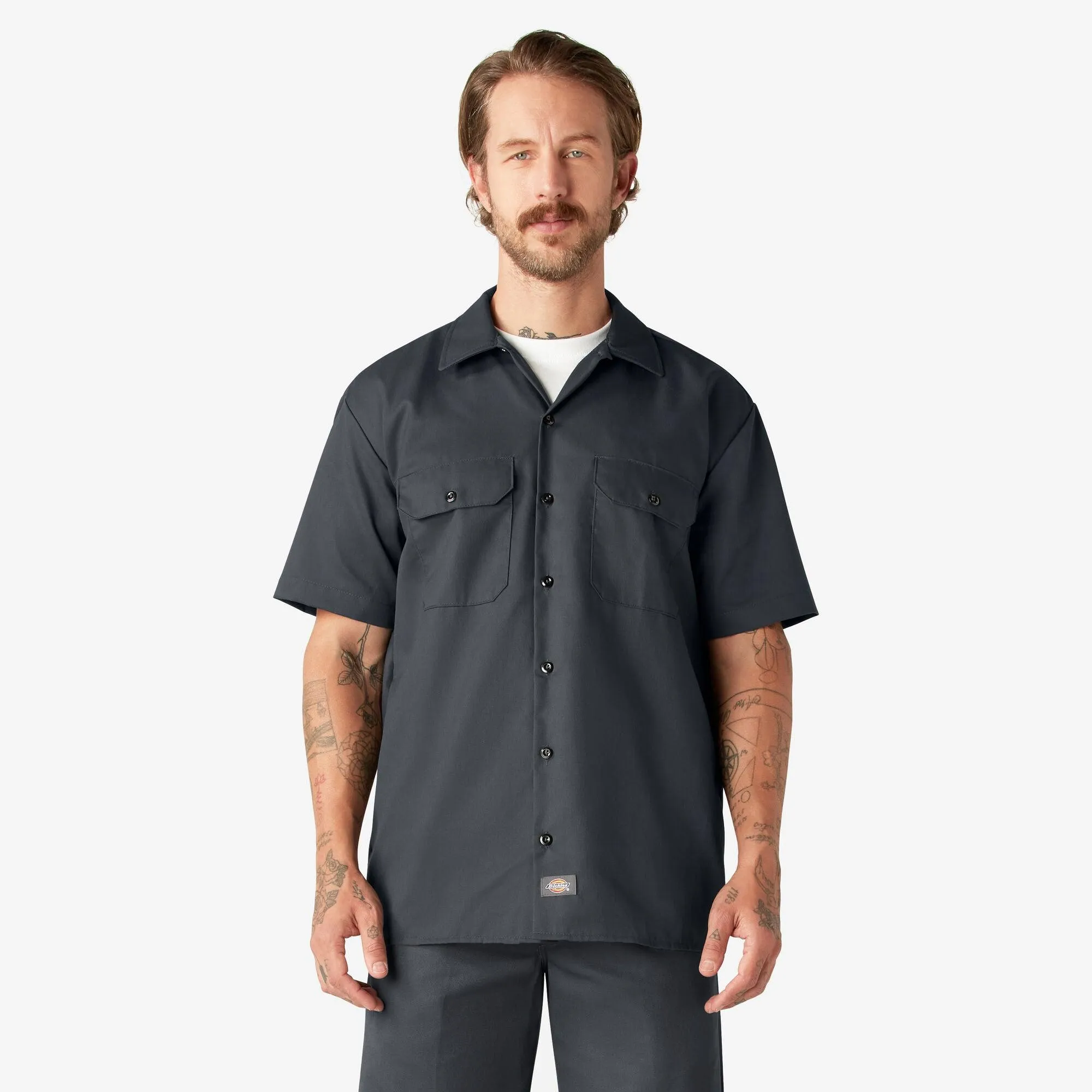 Short Sleeve Work Shirt, Charcoal Gray