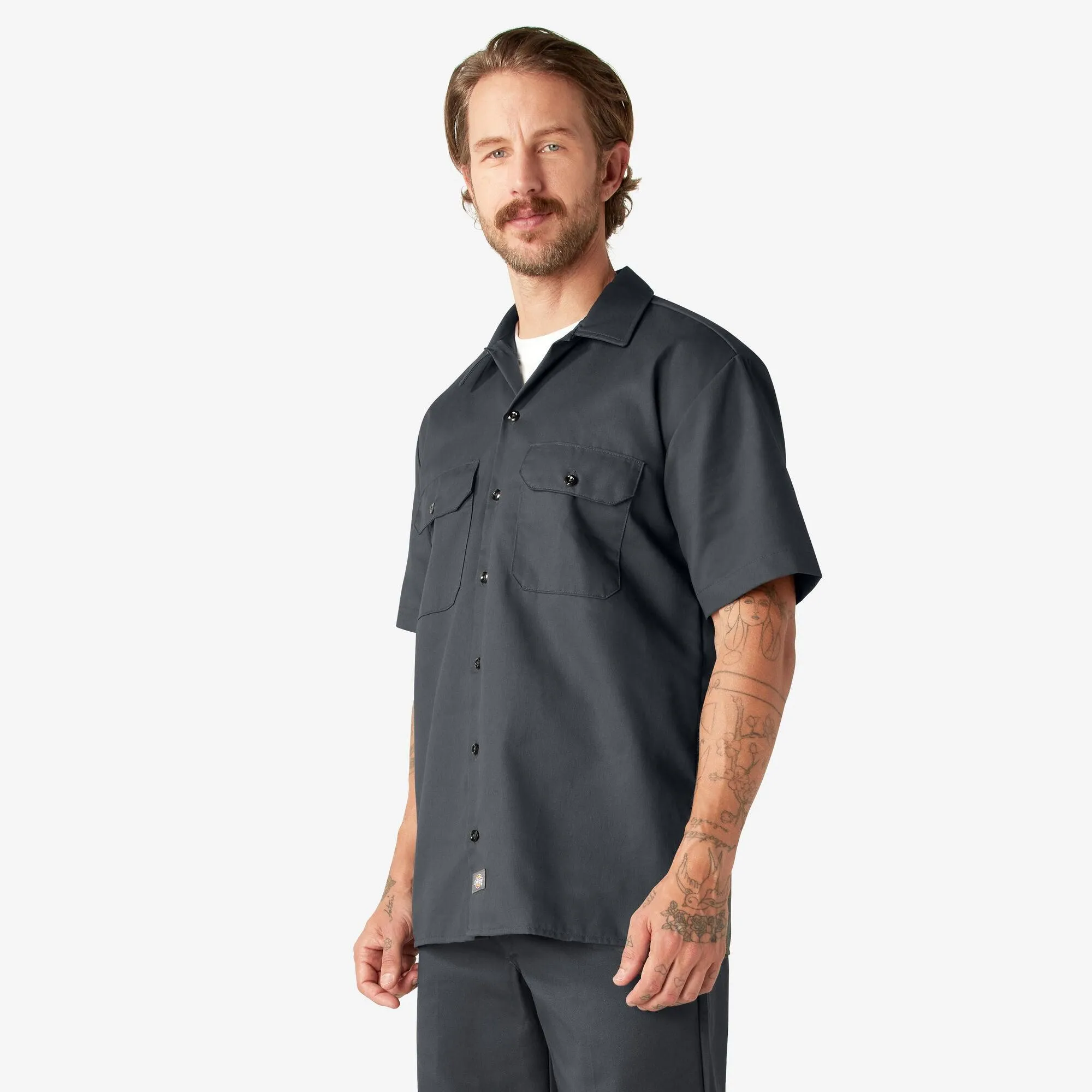 Short Sleeve Work Shirt, Charcoal Gray