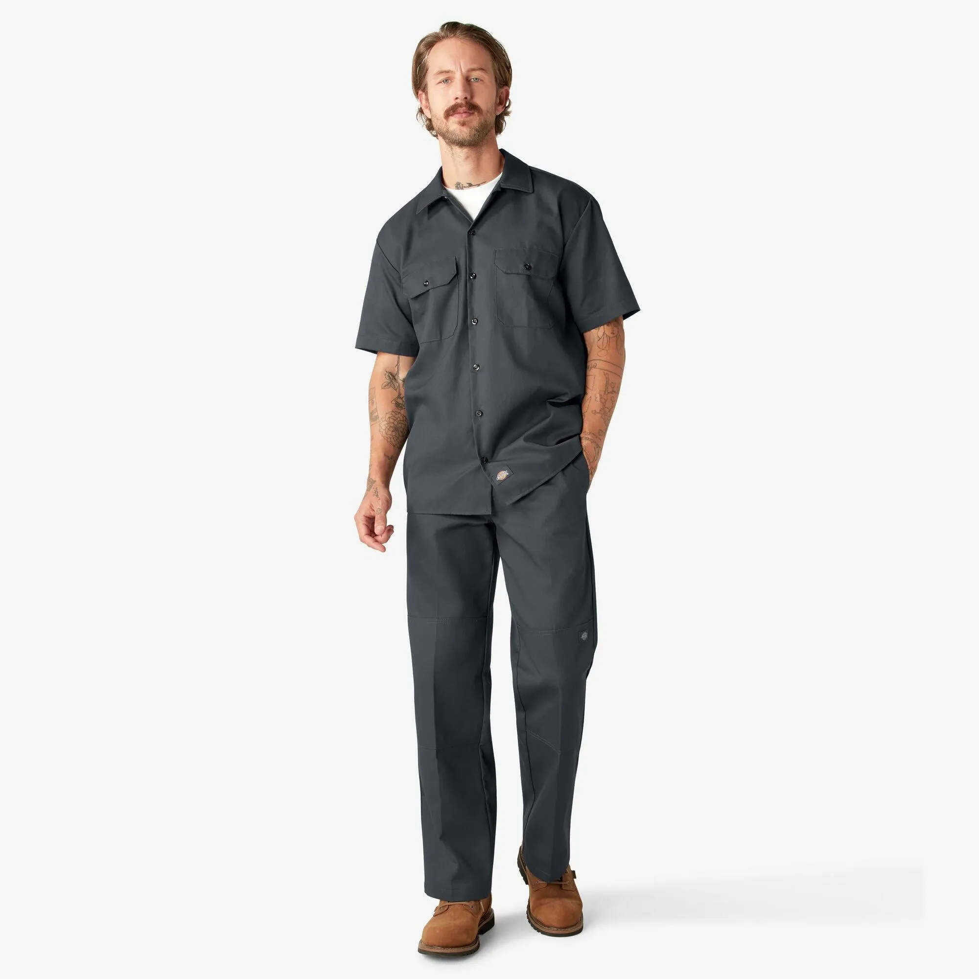 Short Sleeve Work Shirt, Charcoal Gray