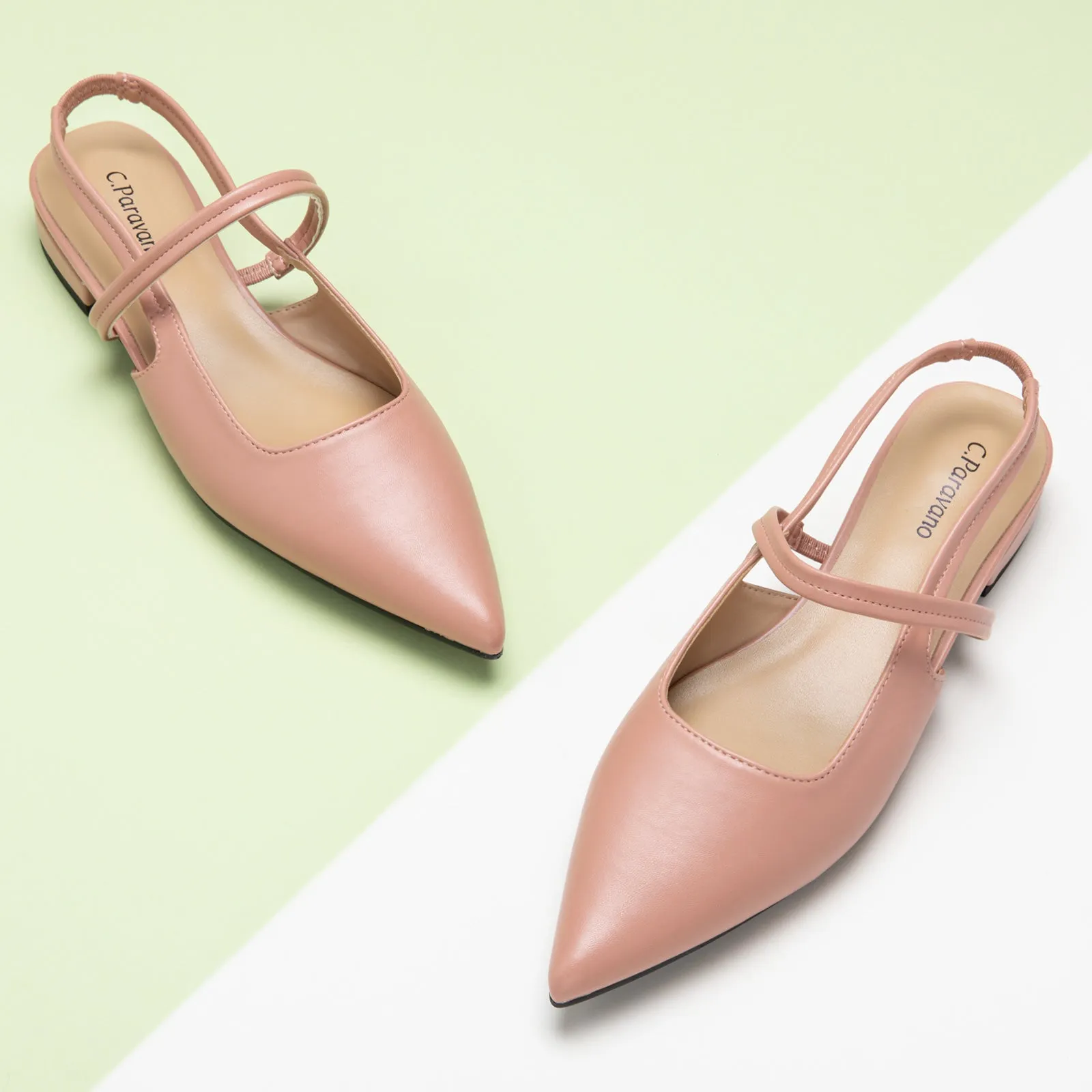 Sleek Pointed Toe Slingback Flats