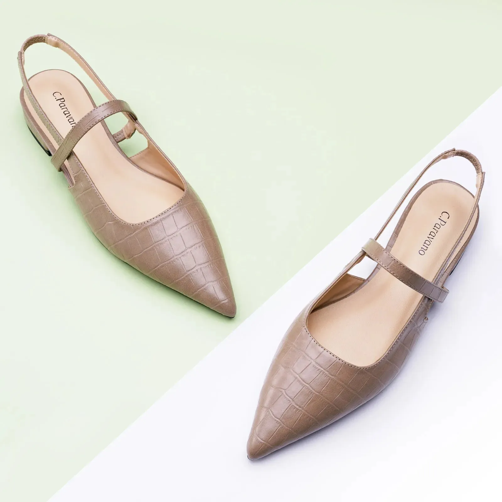 Sleek Pointed Toe Slingback Flats