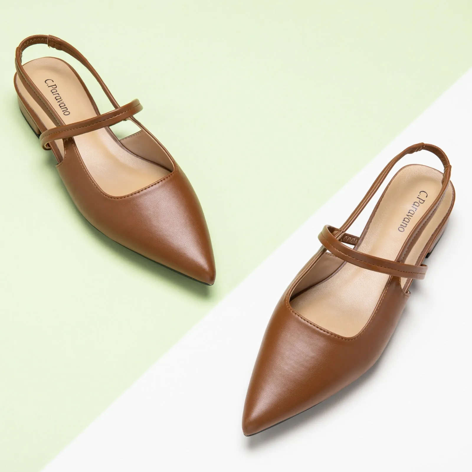 Sleek Pointed Toe Slingback Flats