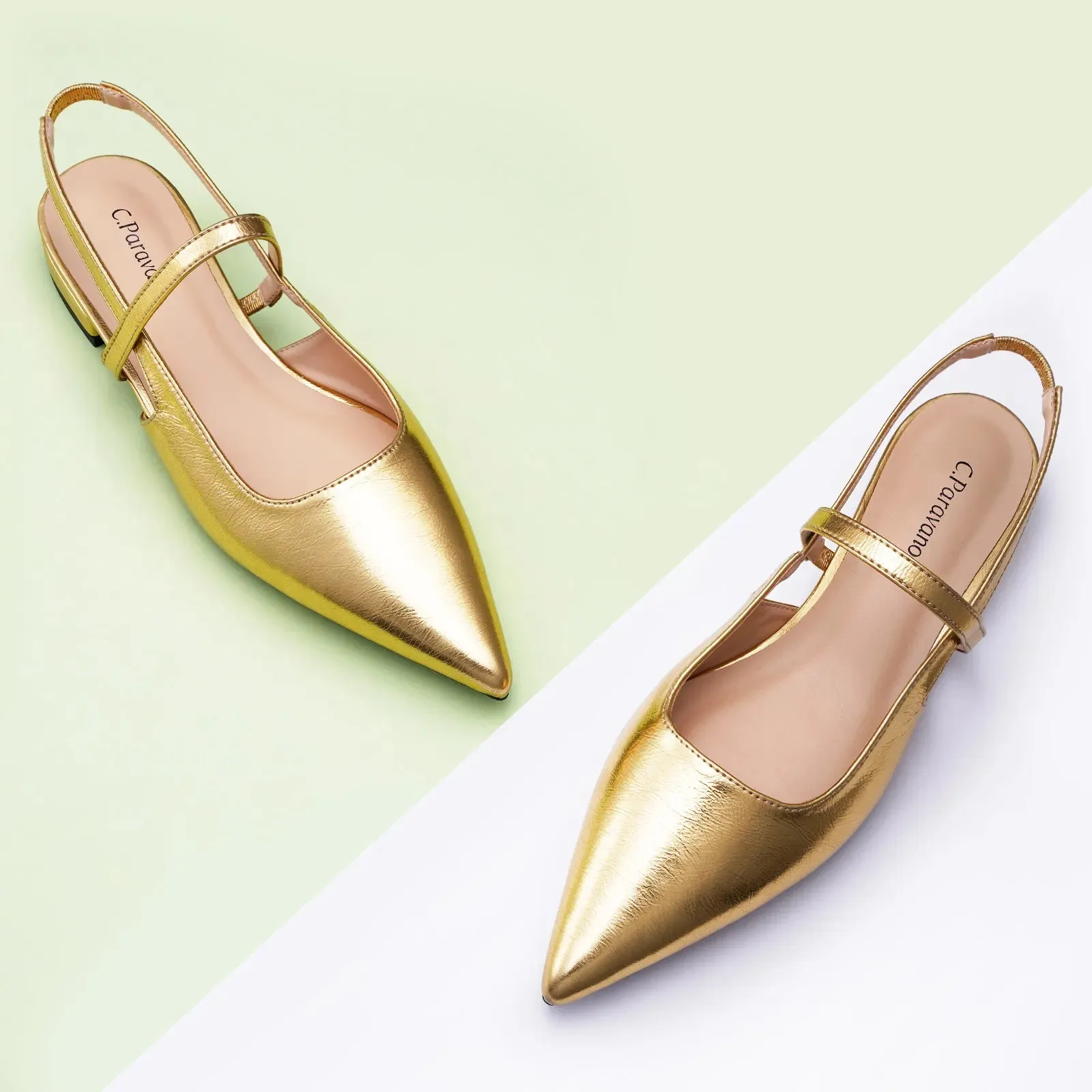 Sleek Pointed Toe Slingback Flats