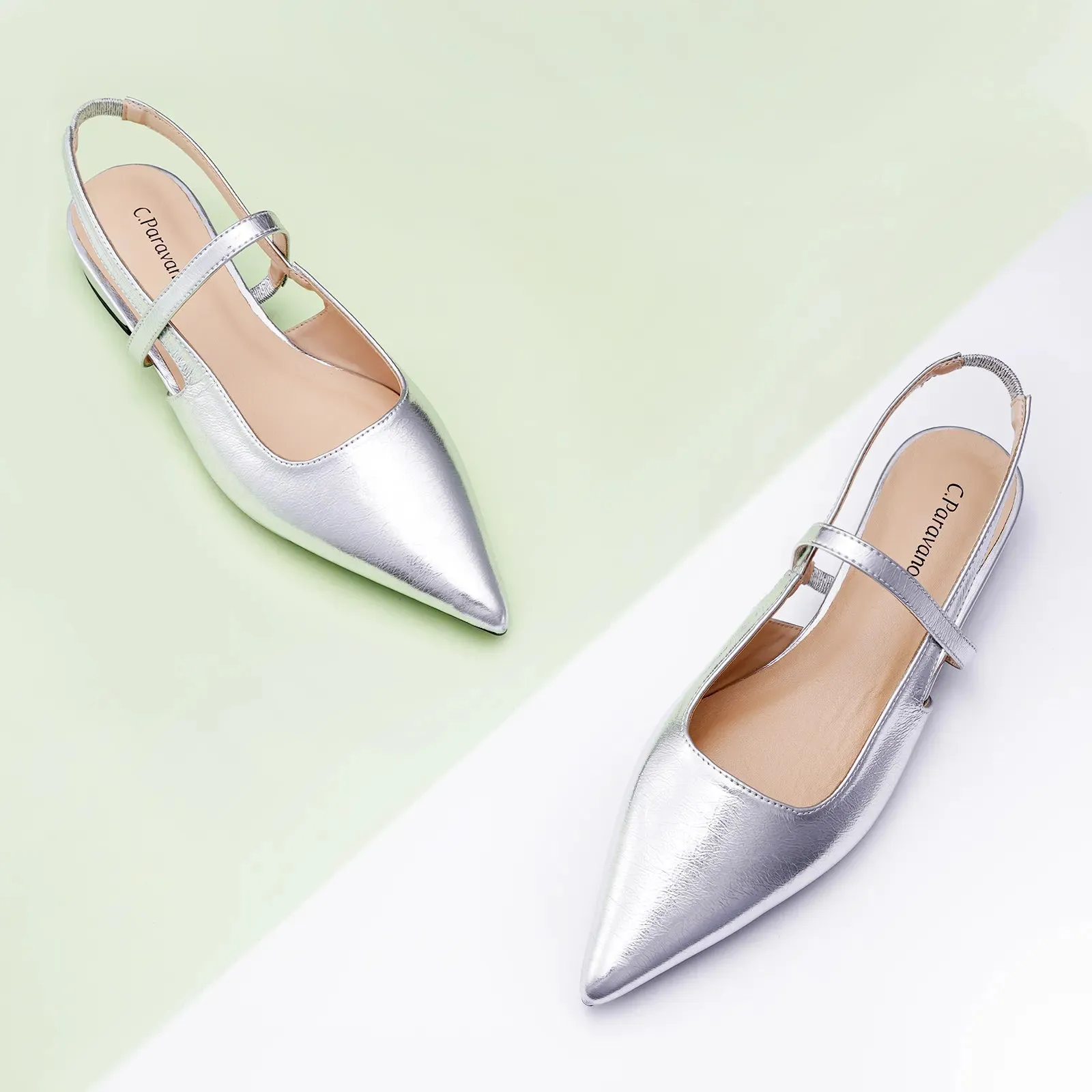 Sleek Pointed Toe Slingback Flats