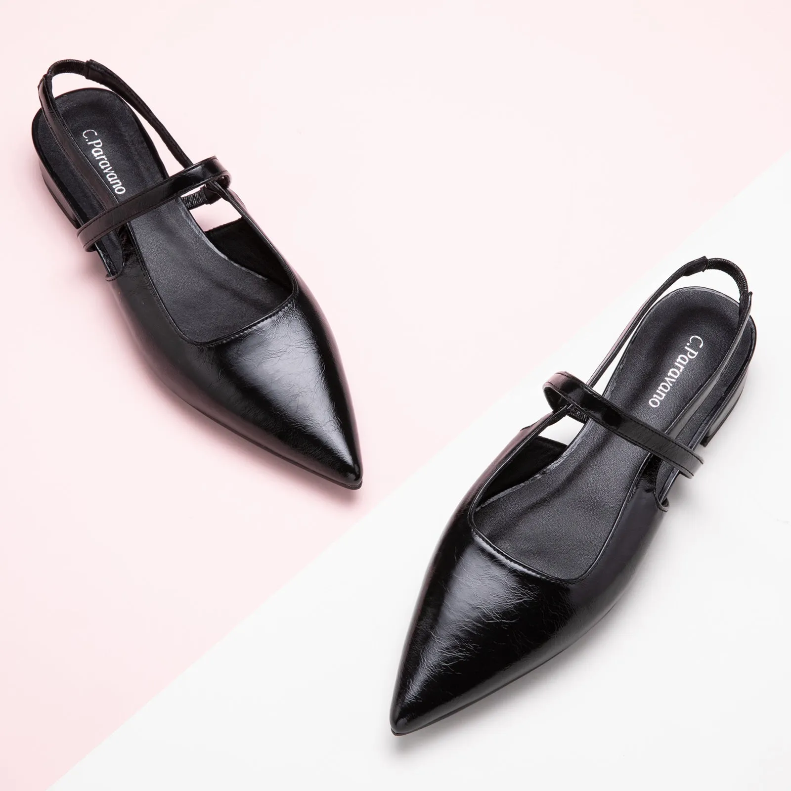 Sleek Pointed Toe Slingback Flats