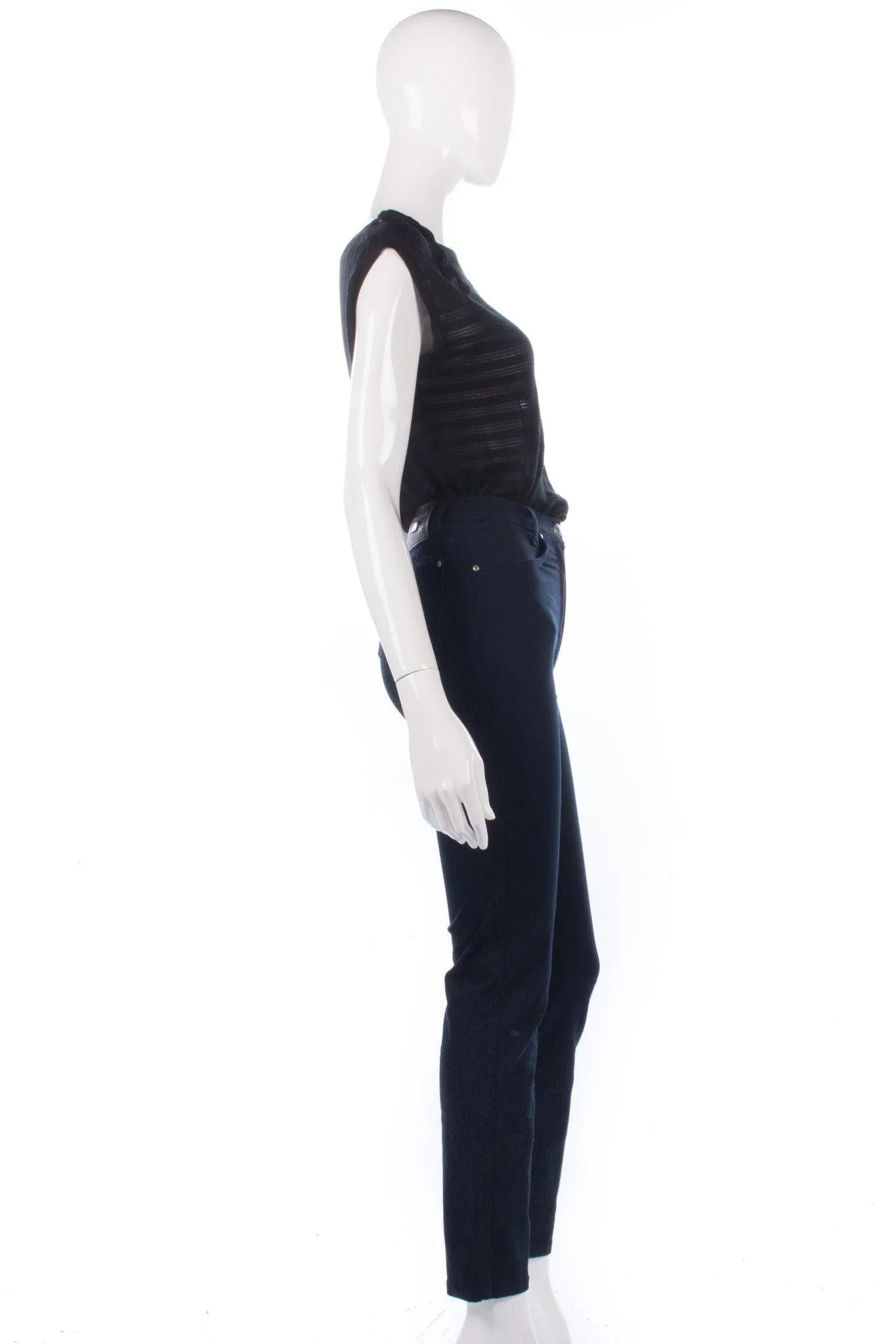 Stratos Collection High Waisted Jeans Dark Blue Stretch Waist Size 6/8