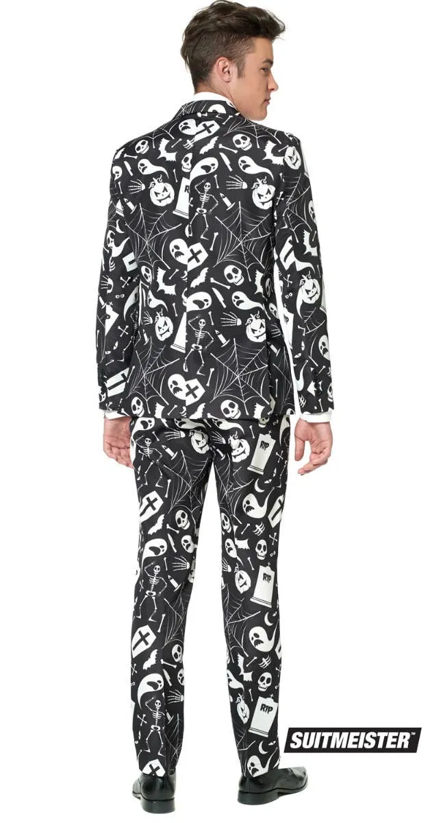 Suitmeister Spooky Black Halloween Print Mens Novelty Suit