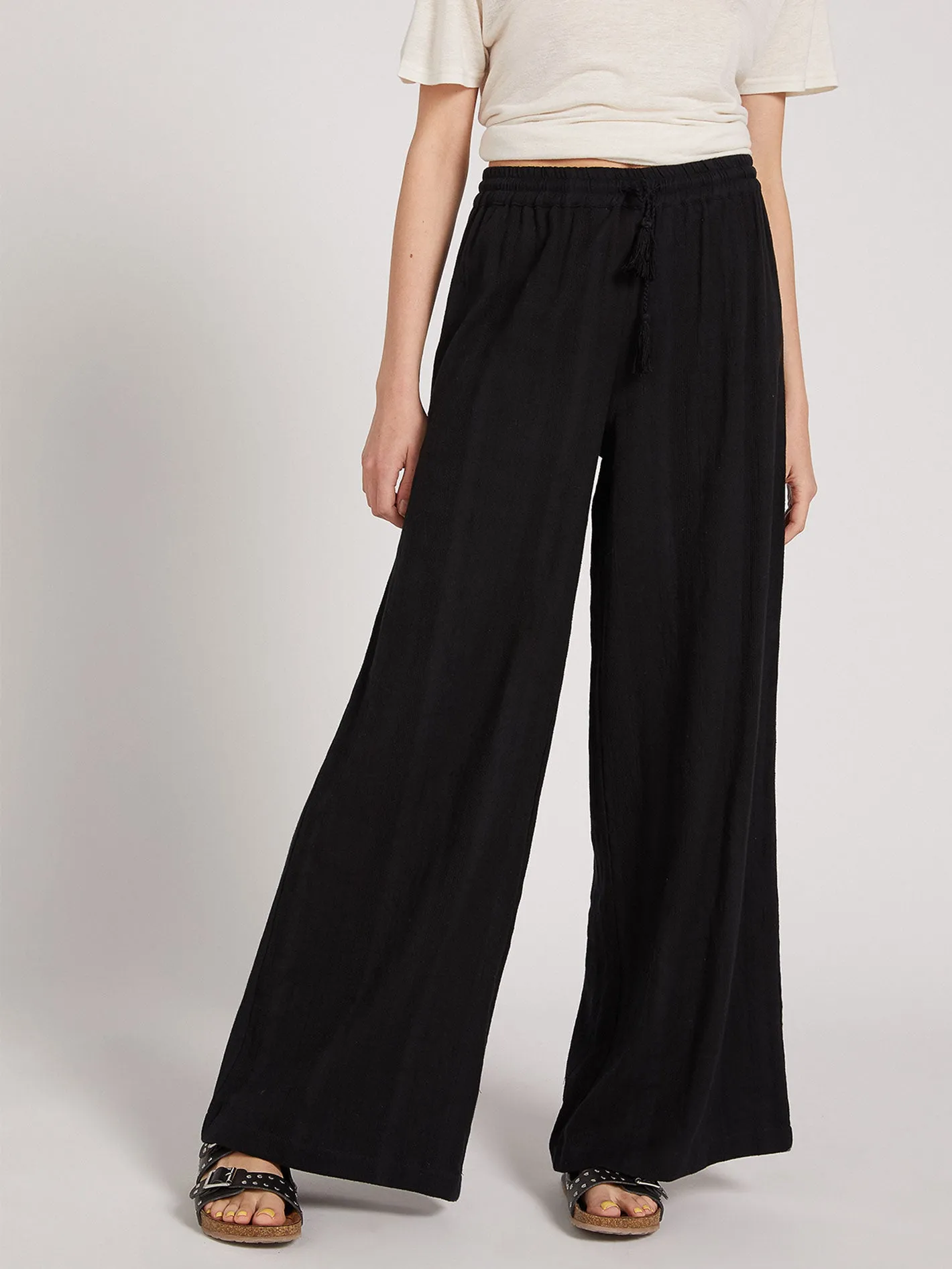 Sun Spent Wide Leg Beach Pant - Black