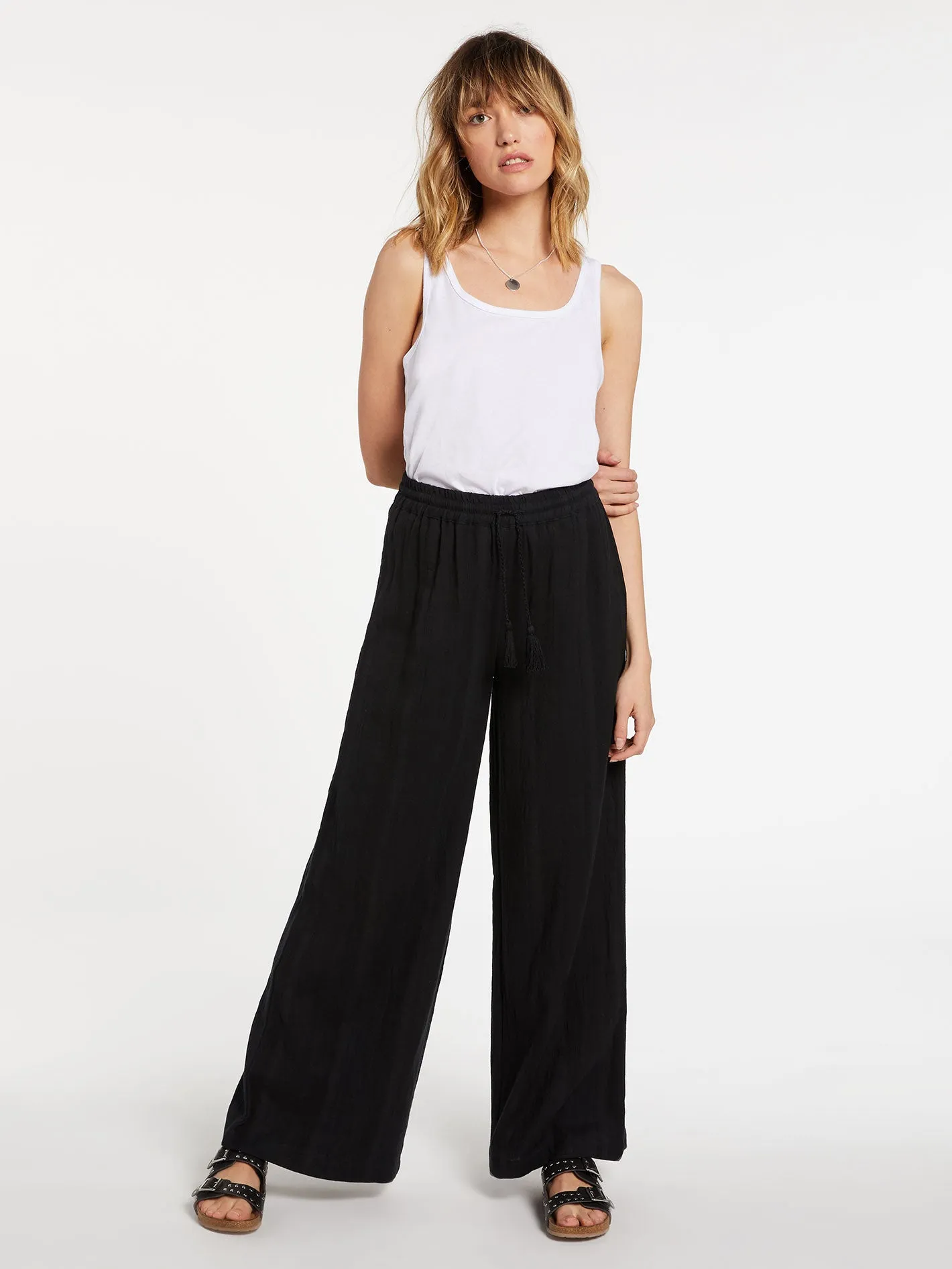 Sun Spent Wide Leg Beach Pant - Black