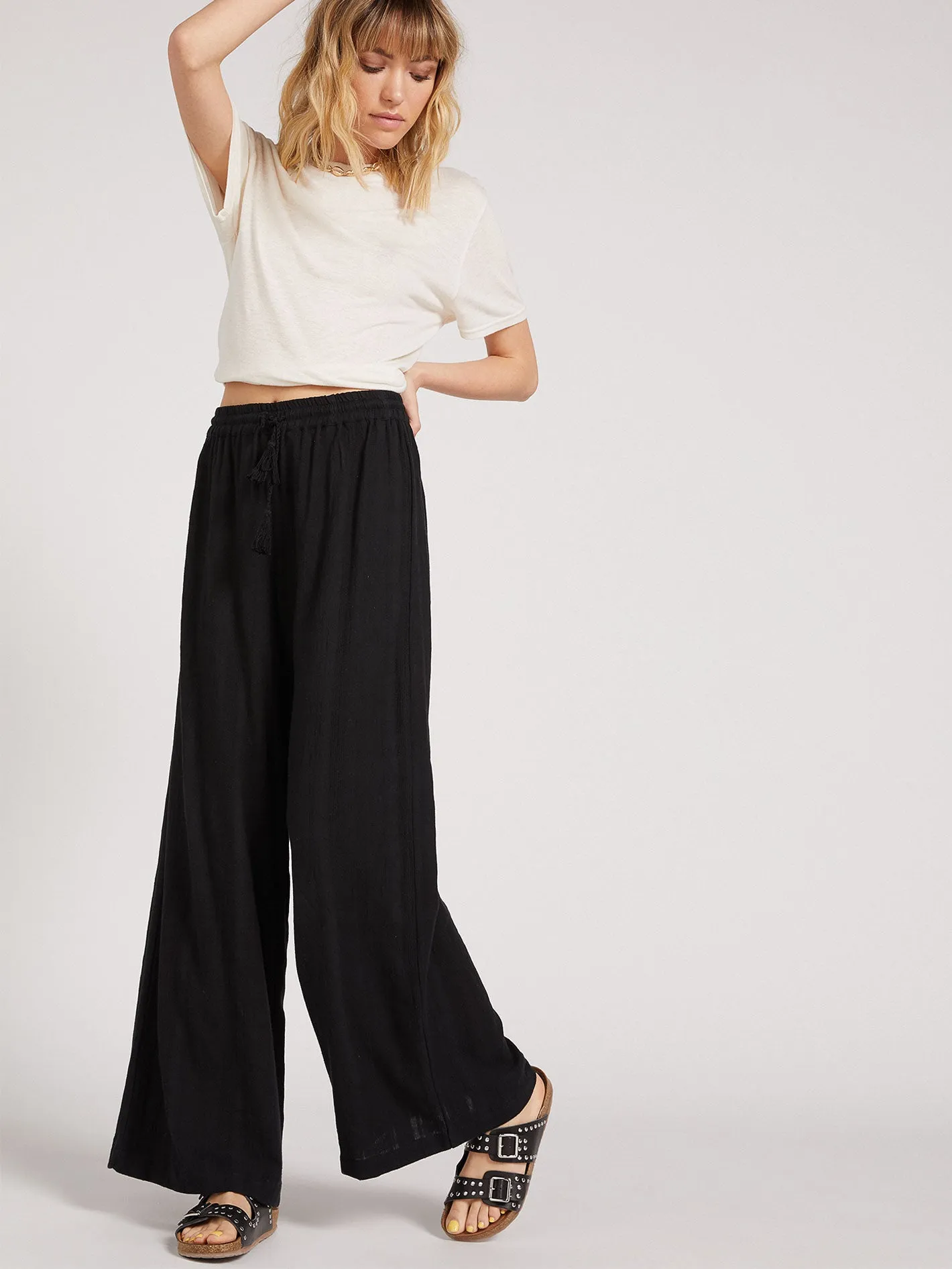 Sun Spent Wide Leg Beach Pant - Black