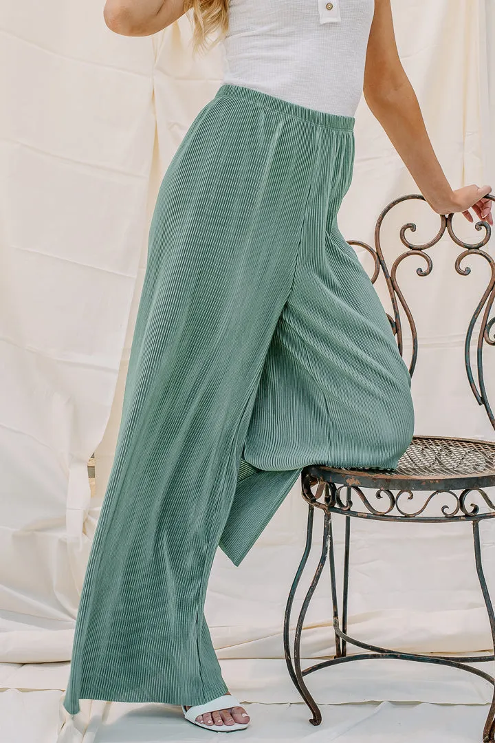 Tell Me When Satin Textured Pants | Green