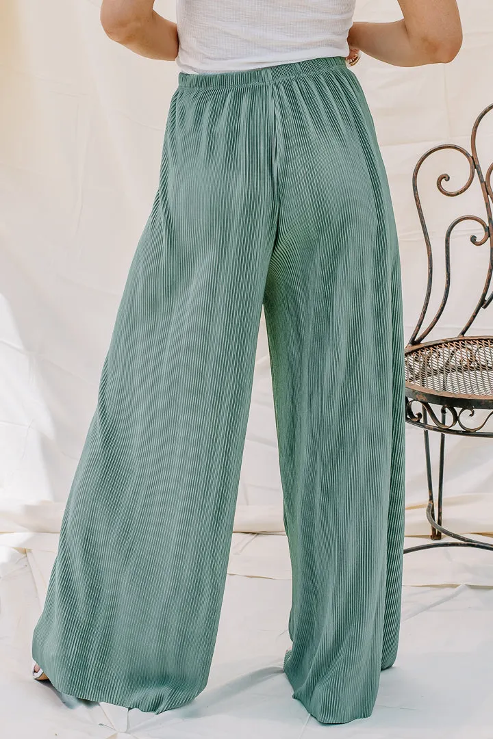 Tell Me When Satin Textured Pants | Green