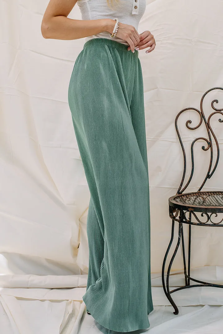 Tell Me When Satin Textured Pants | Green