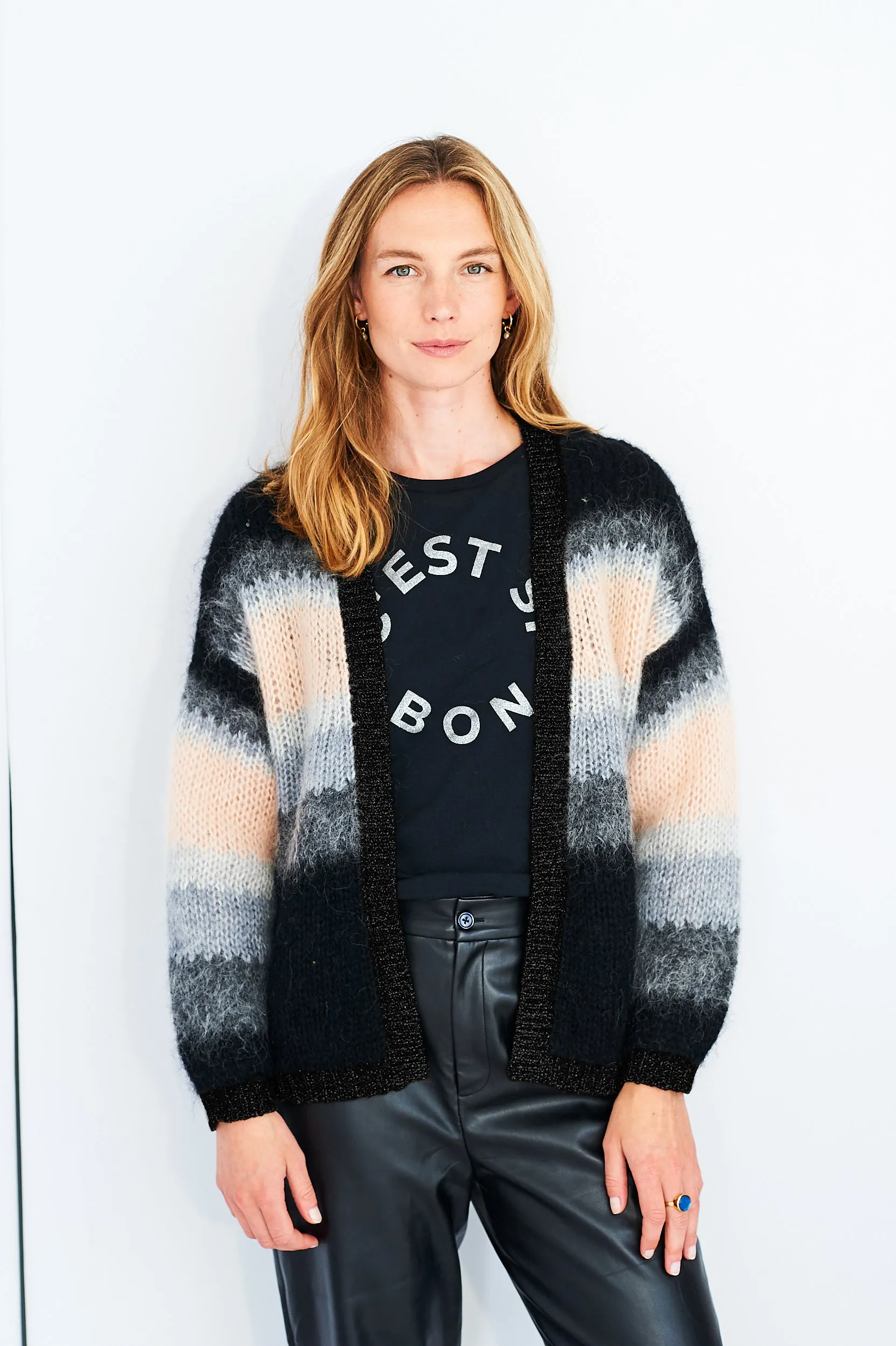 Tess mohair-blend cardigan in black