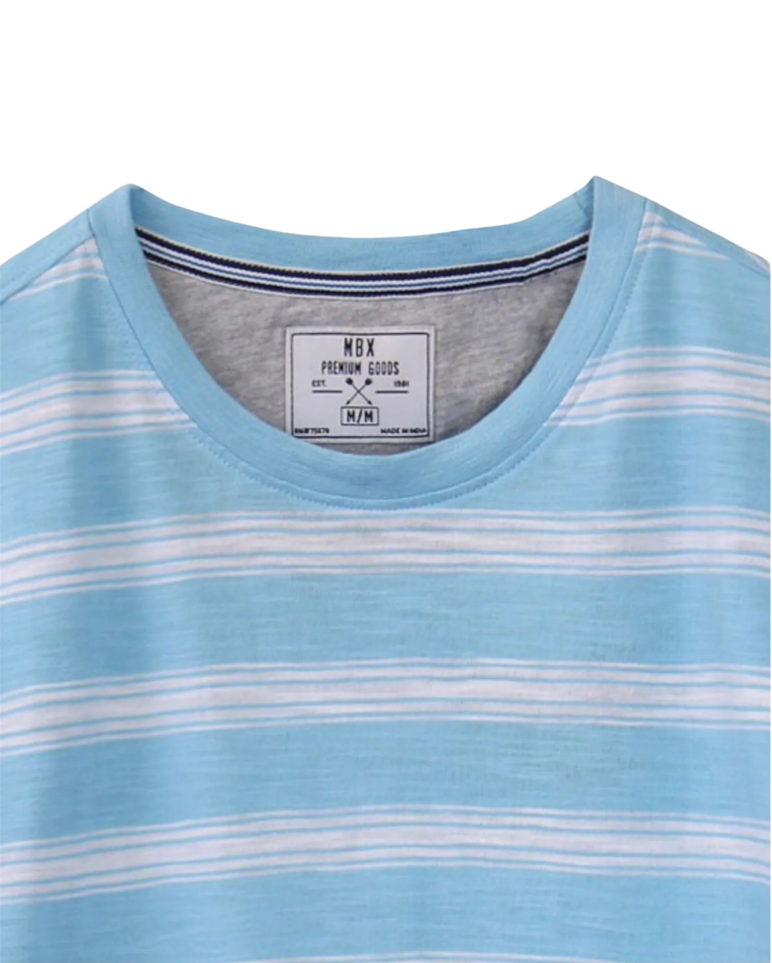 The Everyday Stripe Crew Tee- Light Blue