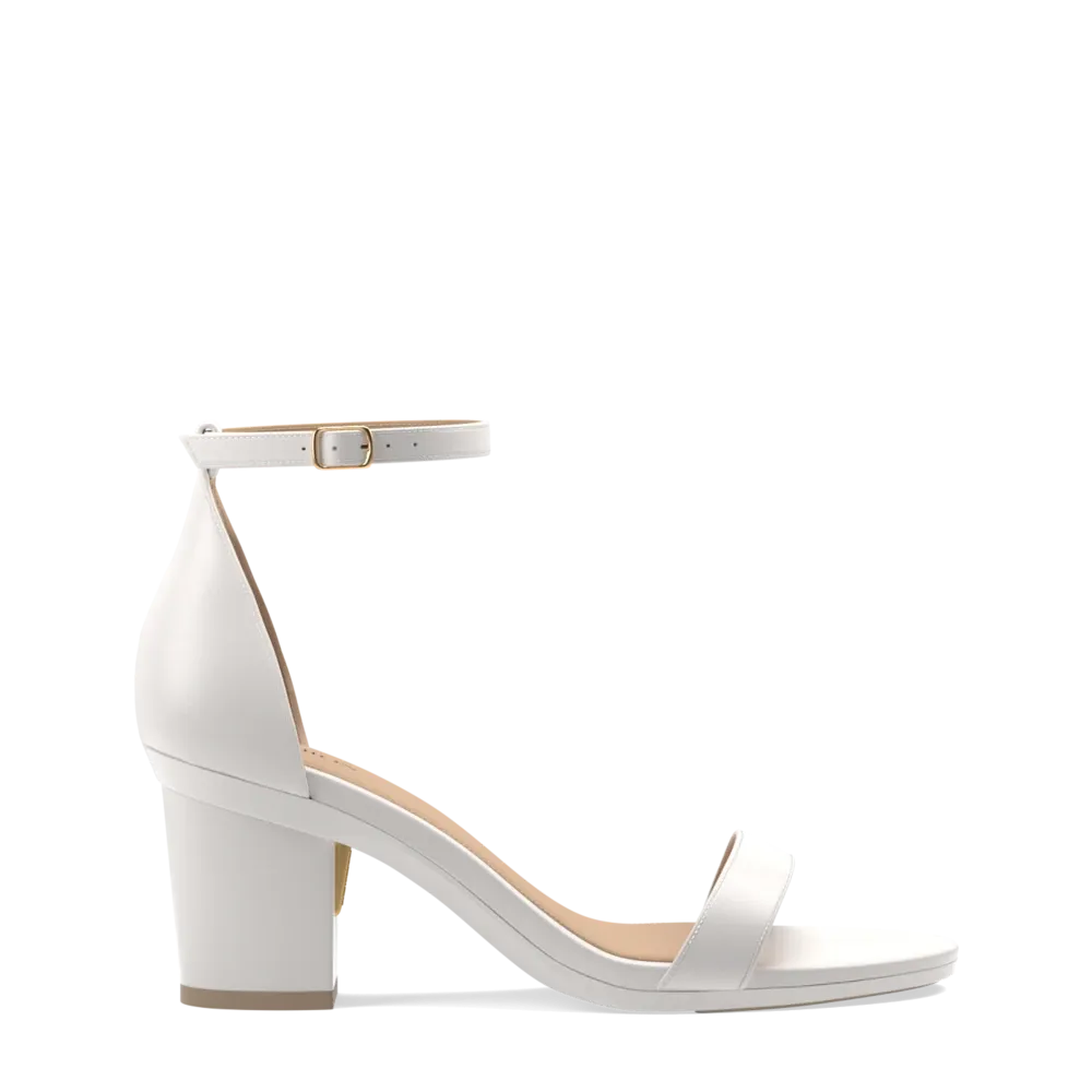 The Pashionista - White Leather   Block Heel Kit 3 White