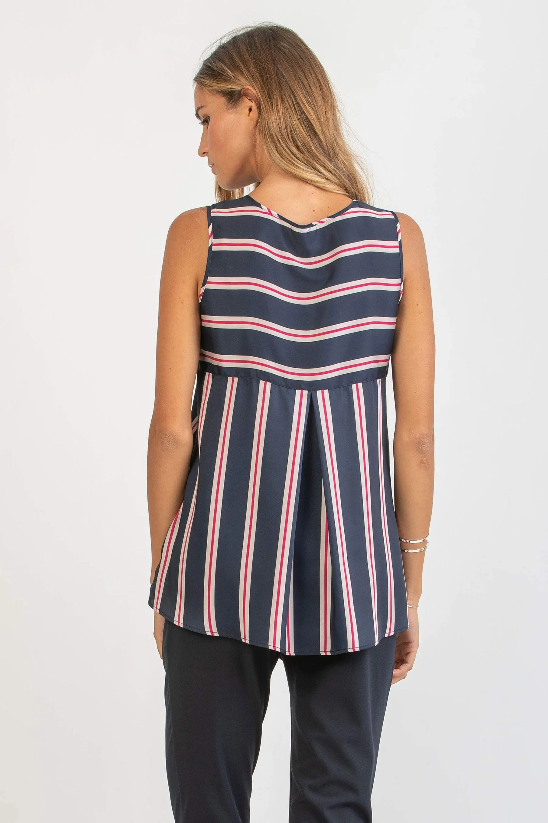 The Serena Navy Striped Maternity blouse by Attesa