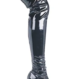 Thigh High Zip Up Black Vinyl Thrill Boots Sz9