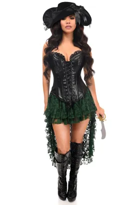 Top Drawer 4 PC Black/Green Lace Premium Pirate Corset Costume