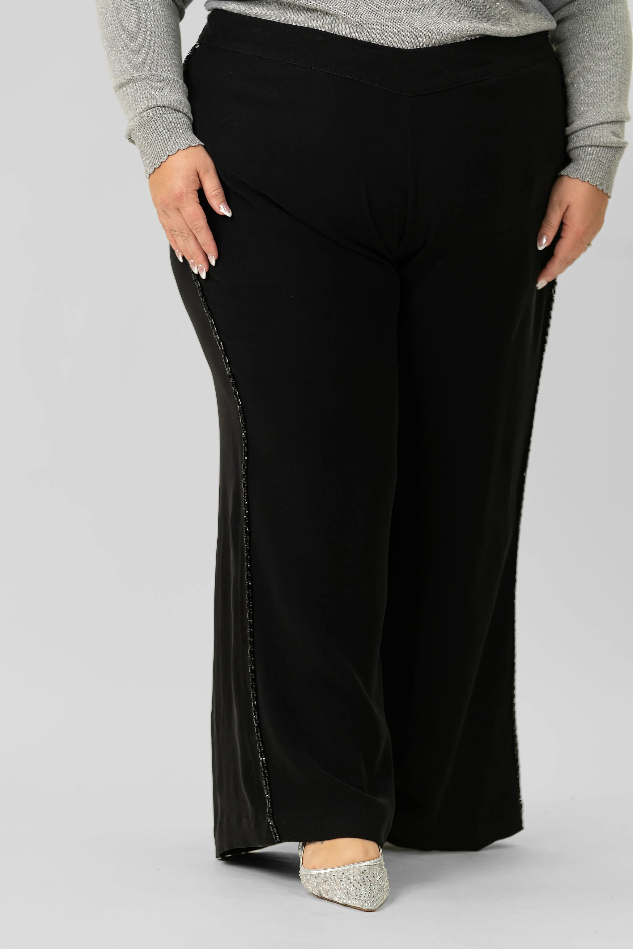 WIDE LEG SEQUIN STRIPE PANT